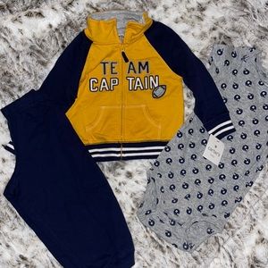 🐻🐻NWT Carter’s 3 piece Set Varsity Jacket Sweat Pant Onesie 100% Cotton Sz18 M
